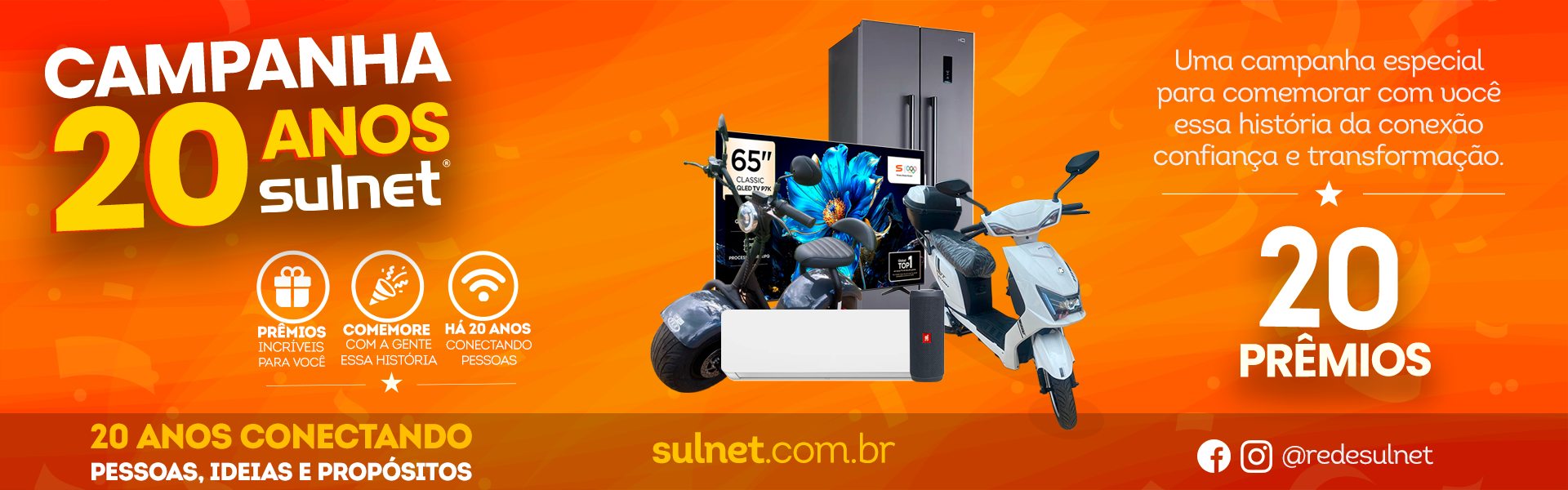 banner_site Campanha 20 anos Sulnet - 20 prêmios
